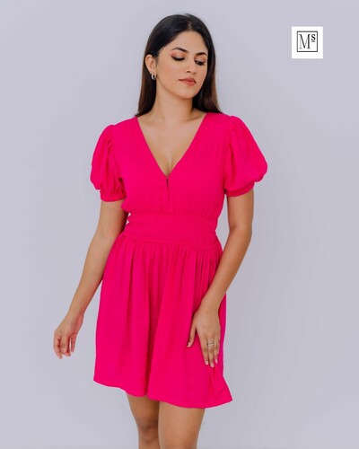 Puff Sleeve Flared Skirt Dress